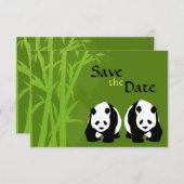 Reuzenpanda's en Bamboe Bruiloft Save the Date Kaart (Voorkant / Achterkant)