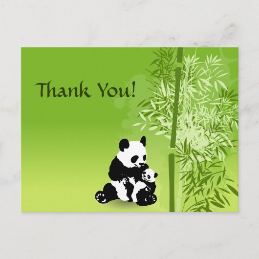 Reuzenpanda's, Moeder en Baby met Bamboe Dank U Briefkaart (Voorkant)