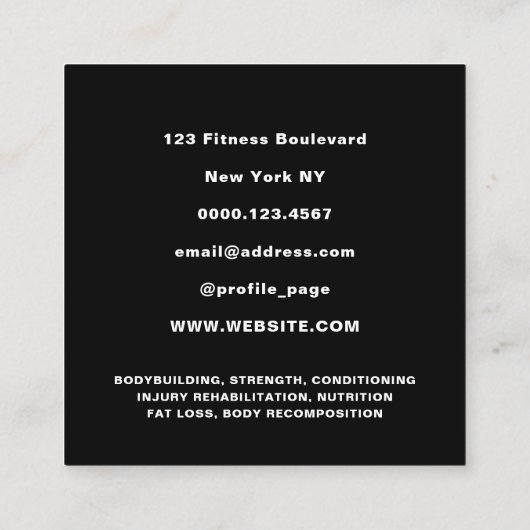 Reuzenpersonal trainer logo Visitekaartje (Achterkant)