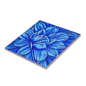 Reuzenpioen Bloem Patroon in Indigo Blue Tegeltje (Zijkant)