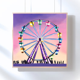 Reuzenrad Zonsondergang | Mooie Aquarel Perfect Poster
