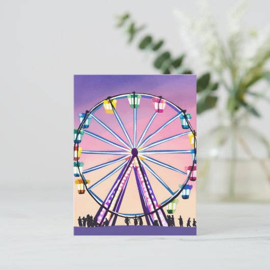 reuzenrad zonsondergang | Mooie Waterverf Briefkaart (Staand voorkant)