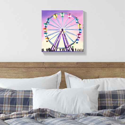 reuzenrad zonsondergang | Mooie Waterverf Canvas Afdruk (Insitu (Slaapkamer))