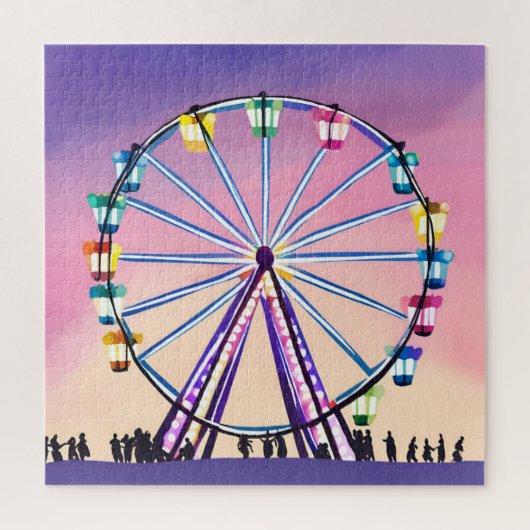 reuzenrad zonsondergang | Mooie Waterverf Legpuzzel (Verticaal)