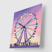 reuzenrad zonsondergang | Mooie Waterverf Vierkante Klok (Hoek)