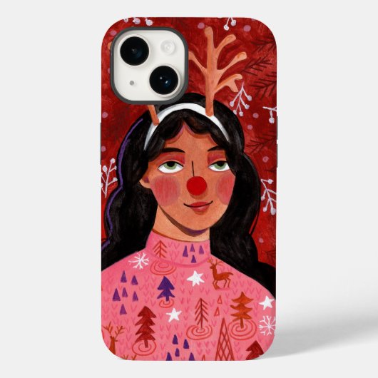 Reuzenrendier met kerstfeestjes Case-Mate iPhone case (Achterkant)