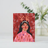 Reuzenrendier met kerstfeestjes feestdagenkaart (Staand voorkant)