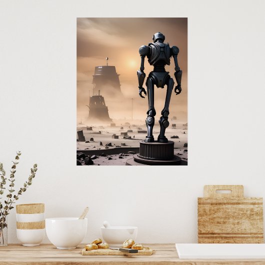 Reuzenrobotbeeld in Isolated Wasteland AI Poster (Keuken)