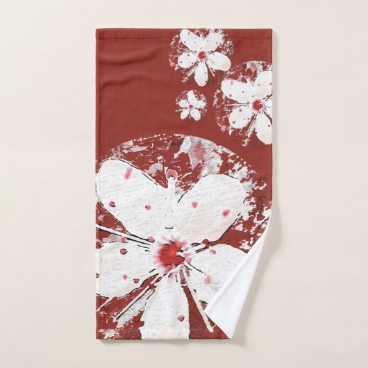 Reuzenrode rode witte elegante sakura bad handdoek (Handdoek)