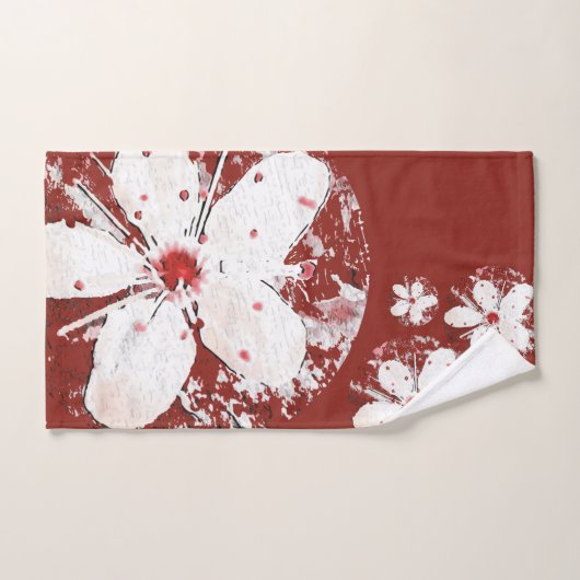 Reuzenrode rode witte elegante sakura bad handdoek (Handdoek)
