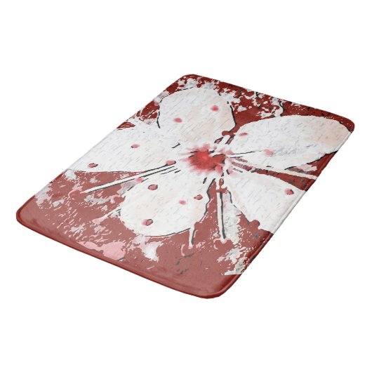 Reuzenrode rode witte elegante sakura badmat (Gekanteld)