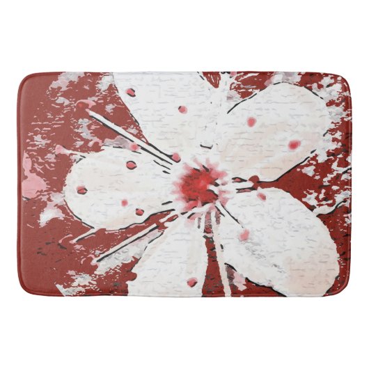 Reuzenrode rode witte elegante sakura badmat (Voorkant)