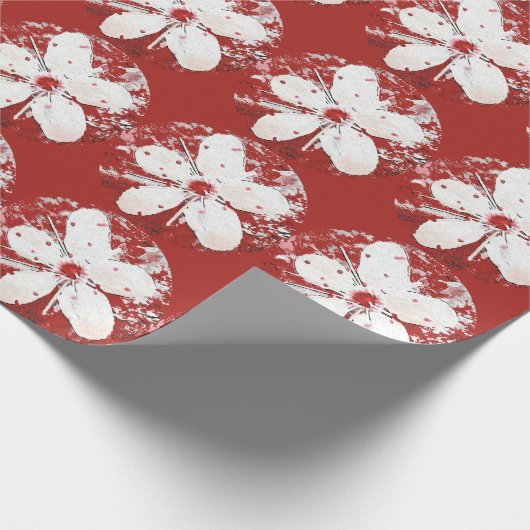 Reuzenrode rode witte elegante sakura cadeaupapier (Hoek)