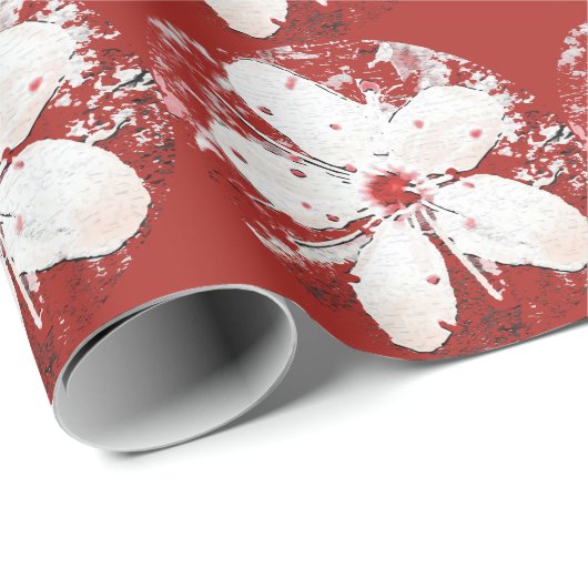 Reuzenrode rode witte elegante sakura cadeaupapier (Rol Hoek)