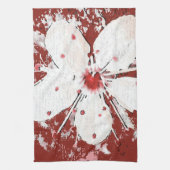 Reuzenrode rode witte elegante sakura theedoek (Verticaal)