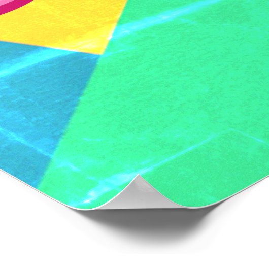 Reuzenroze, blauwe en oranje abstracte vlinder poster (Hoek)