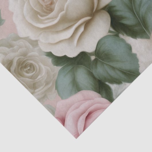 Reuzenroze en witte rozen tissuepapier (Detail)