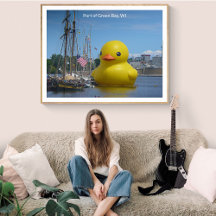 Reuzenrubberduck in de haven van Green Bay, WI