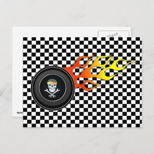 Reuzenschedel in het afgevuurde wiel briefkaart (Voorkant / Achterkant)