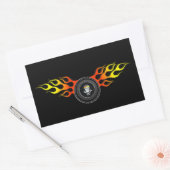 Reuzenschedel in het afgevuurde wiel rechthoekige sticker (Envelop)