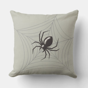 Reuzenspookachtige Halloween spin in zijn web grij Kussen