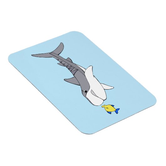 Reuzentijgerhaai en schattige gele vis magneet (Rechterzijde)