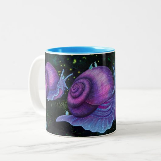 Reuzenvleesetende slakken en springstaarten tweekleurige koffiemok (Voorkant links)