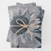 reuzenzonnebloem, zwart en wit inpakpapier vel (In situ)