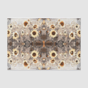 reuzenzonnebloemen Geel-bruine Sepia Art Tissuepapier