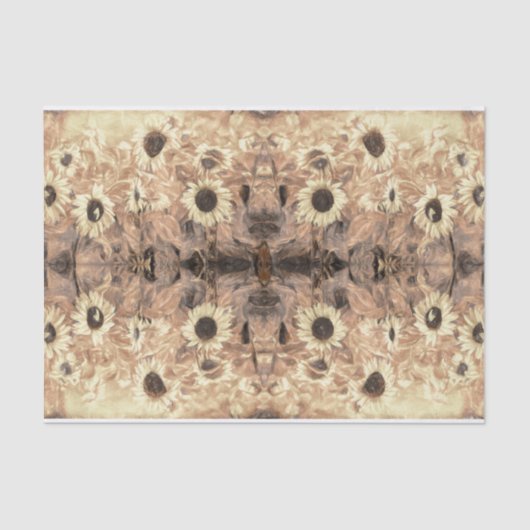 reuzenzonnebloemen Geel Sepia Abstract Tissuepapier (Voorkant)