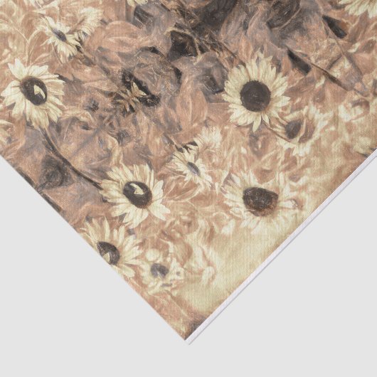 reuzenzonnebloemen Geel Sepia Abstract Tissuepapier (Detail)