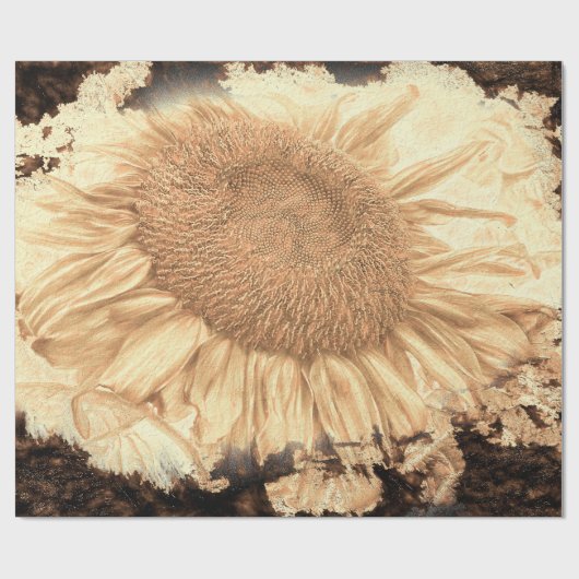 reuzenzonnebloemen Gekleurd in Rustic Vignette Cadeaupapier (Vlak)