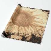 reuzenzonnebloemen Gekleurd in Rustic Vignette Cadeaupapier (Uitgerold)