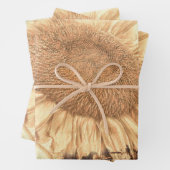  reuzenzonnebloemen Gekleurd in Rustic Vignette Inpakpapier Vel (In situ)