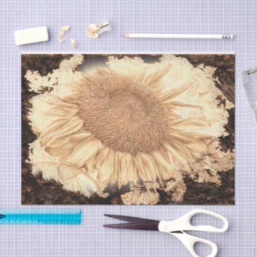 reuzenzonnebloemen Gekleurd in Rustic Vignette Tissuepapier (Craft)