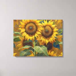 Reuzenzonnebloemen op een zomerse dag schilderij canvas afdruk