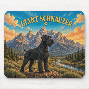 Reuzenzwarte Snauzer, Grand Teton Vintage Aquarel Muismat