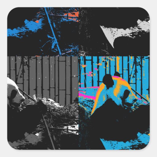 Reuzepanda Meerdere Panelen Modern Kunst Design Vierkante Sticker (Voorkant)