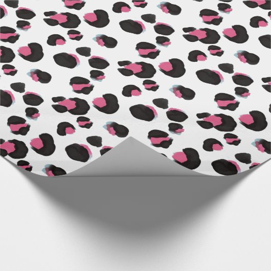 Reuzige en glazige roze luipaard voor het drukken cadeaupapier (Hoek)