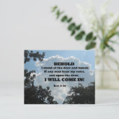 Rev. 3:20 Behold ik sta bij de deur en klop... Briefkaart (Staand voorkant)