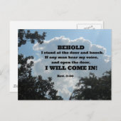 Rev. 3:20 Behold ik sta bij de deur en klop... Briefkaart (Voorkant / Achterkant)