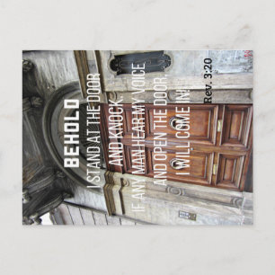 Rev. 3:20 Zie ik sta aan de deur en klop Briefkaart