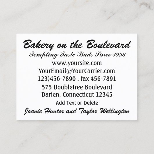 Rev Bakkerij / Cateraar / Restaurant Visitekaartje (Achterkant)