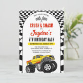 Rev je motor! Monster Truck Verjaardag Bash Kaart (Staand voorkant)