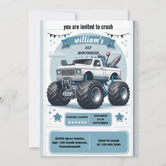 Rev kinder jongen auto's cool monster truck 1e ver kaart (Voorkant)