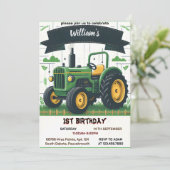 Rev kinder retro boy coole tractor 1e verjaardag kaart (Staand voorkant)