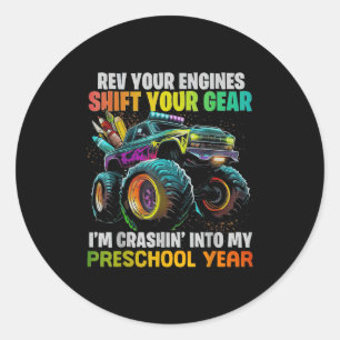 Rev motoren verschuiven uw versnelling in crashen  ronde sticker