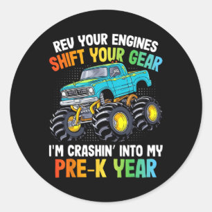Rev Uw Motoren Shift Monster Truck Pre-K 100 Dag Ronde Sticker
