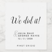 Revallyna Script Eenvoudig WE DOEN bruiloft recept Wijn Etiket (Enkel label)