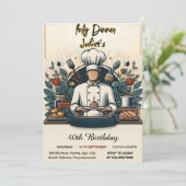 Revel Mannen Mannelijke etentje elegant 40e verjaa Kaart (Staand voorkant)